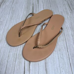 Tkees Scalloped Sandals Sophie Size 7 Nude Pink Round Toe Slip On